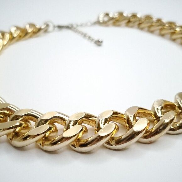 Chunky Statement Cuban Link Chain Necklace Goldtone Mob Wife 18-21" - Picture 3 of 3